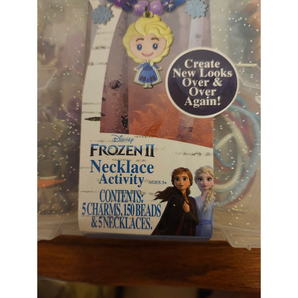 Disney Frozen II Necklace‎ Activity Set 5 Charms 150 Beads 5 Necklaces NIB - Picture 4 of 5